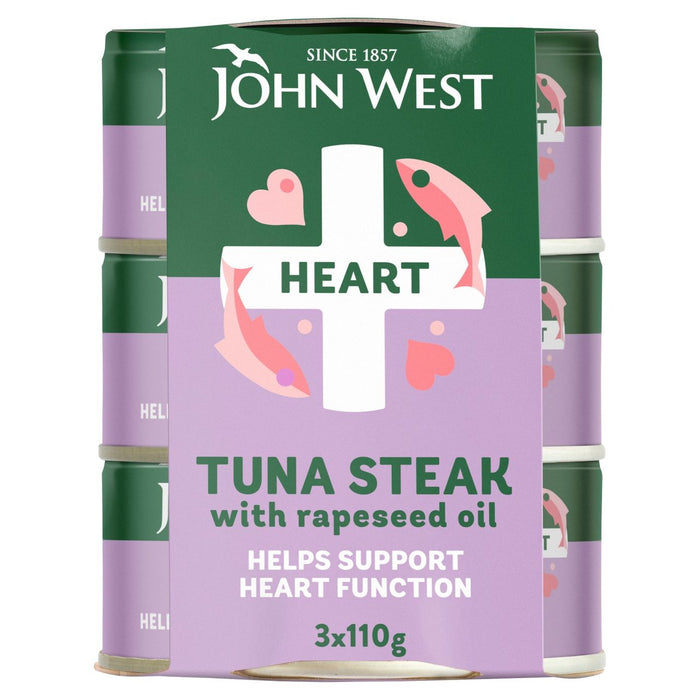 John West Heart No Drain Tuna Steak with Rapeseed Oil 3 x 110g