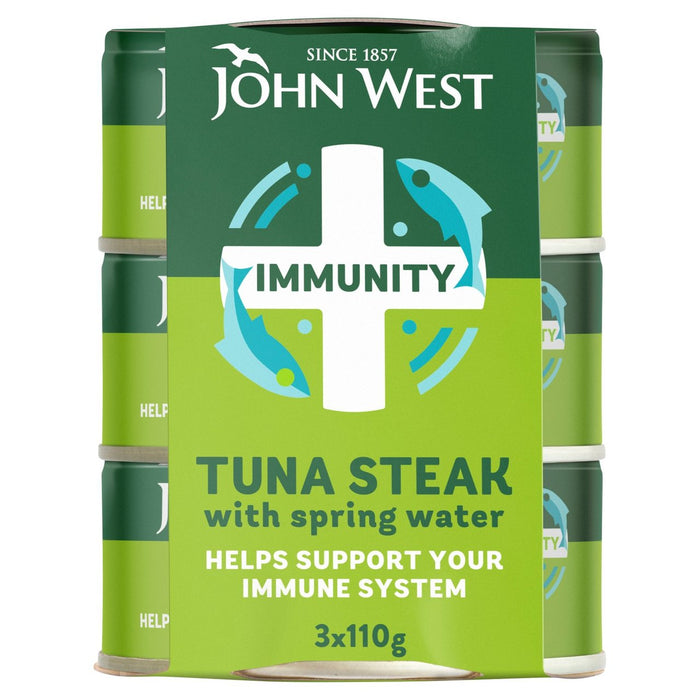 جون ويست مناعة شريحة لحم التونة بدون استنزاف مع مياه الينابيع 3 × 110 جم