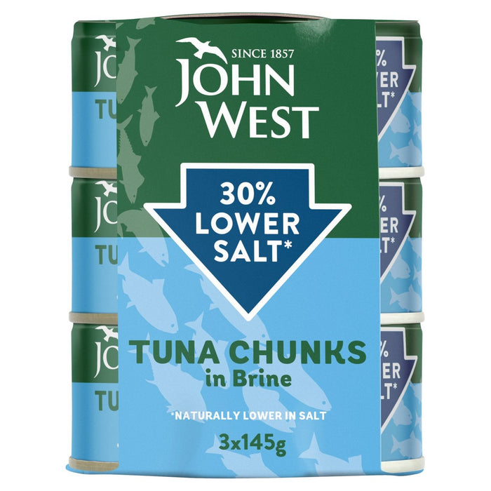 John West Lower Salt Tuna Chunks in Brine 3 x 145g