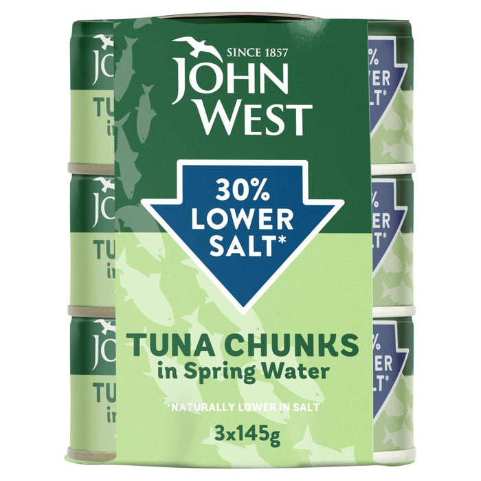 John West Lower Salt Tuna Chunks in Spring Water 3 x 145g