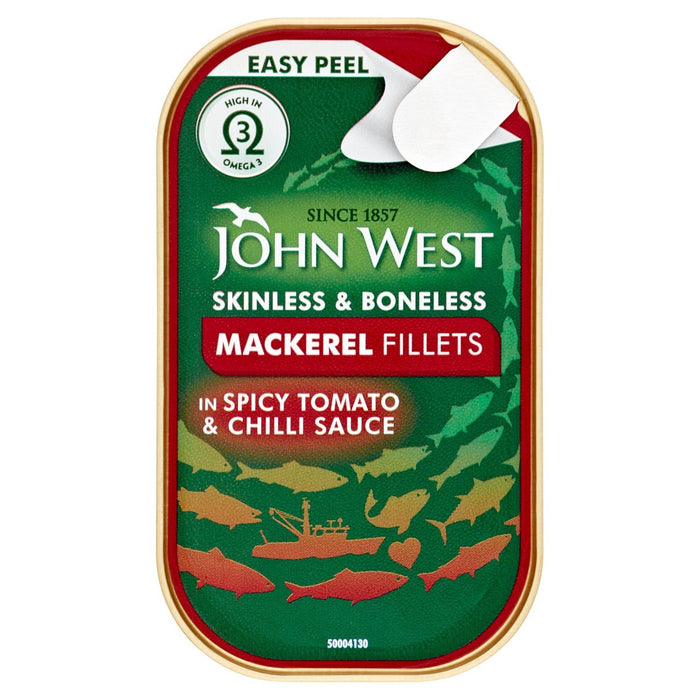 جون ويست شرائح سمك الماكريل بصلصة الطماطم والفلفل الحار 115 جرام