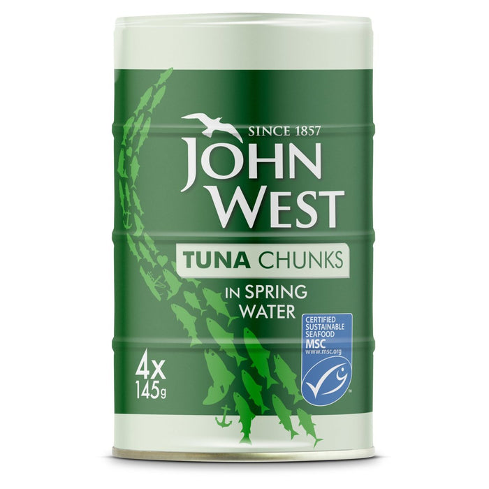 جون ويست إم إس سي قطع التونة بمياه الينابيع 4 × 145 جم