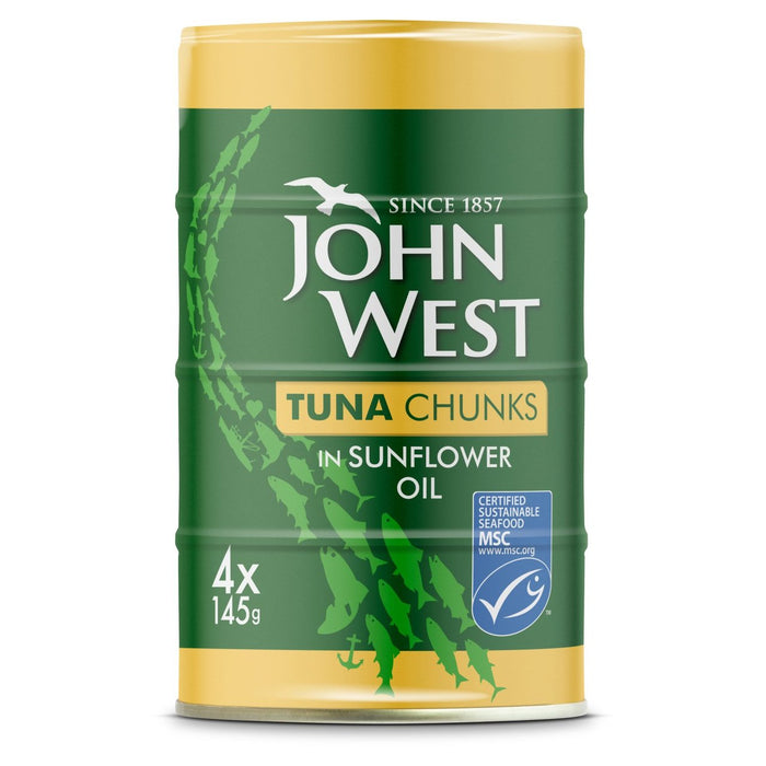 John West MSC Thunfisch Stücke Sonnenblumenöl 4 x 145g