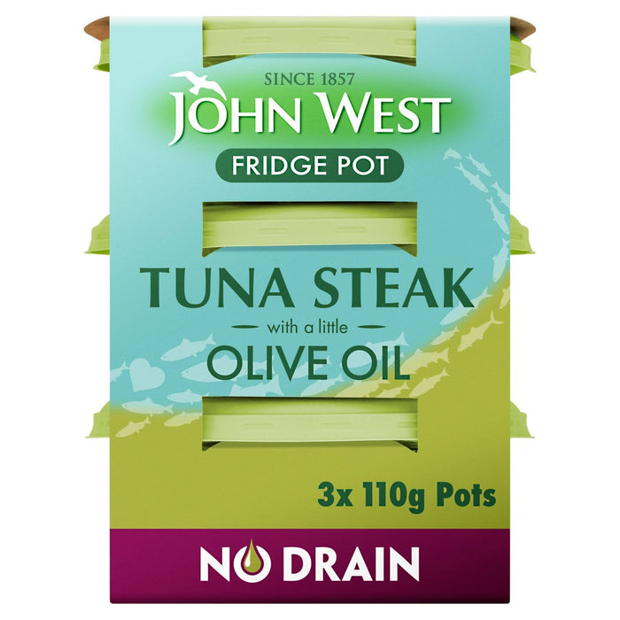 جون ويست - شرائح لحم التونة بدون استنزاف مع زيت الزيتون 3 × 110 جرام