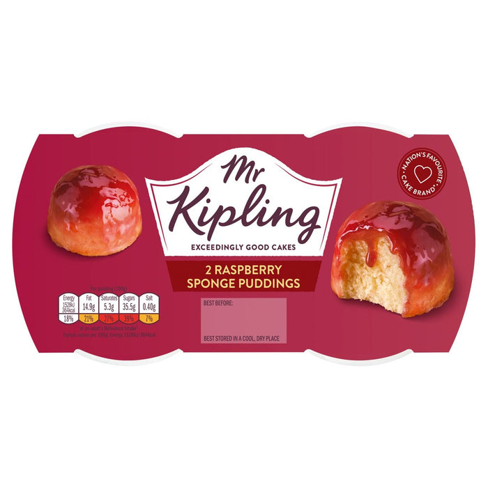 Mr Kipling Raspberry Sponge Puddings 2 par pack