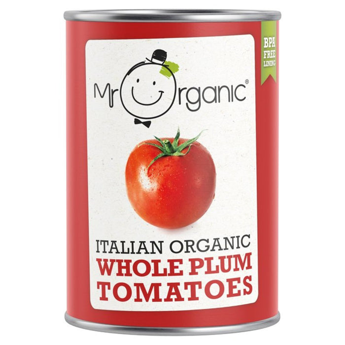 Mr Bio -gesamte Schäled Plum Tomaten 400 g