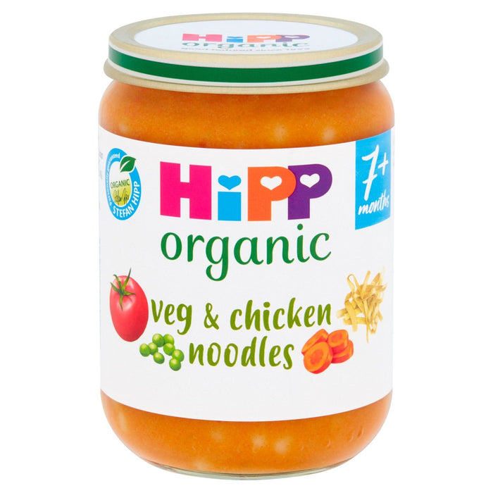 برطمان طعام للأطفال من HiPP خضار عضوية مع نودلز ودجاج بعمر 7+ أشهر 190 جم