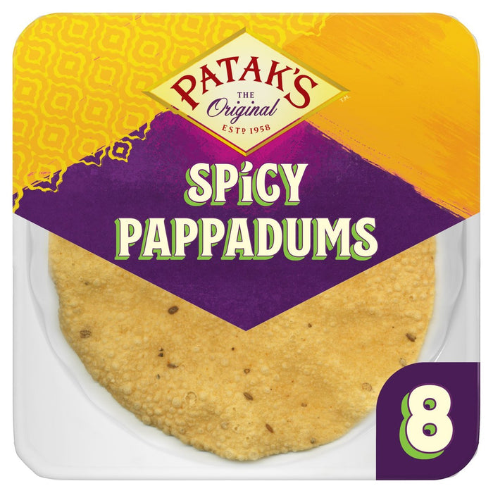 Patak's Spicy Pappadums 8 por paquete 