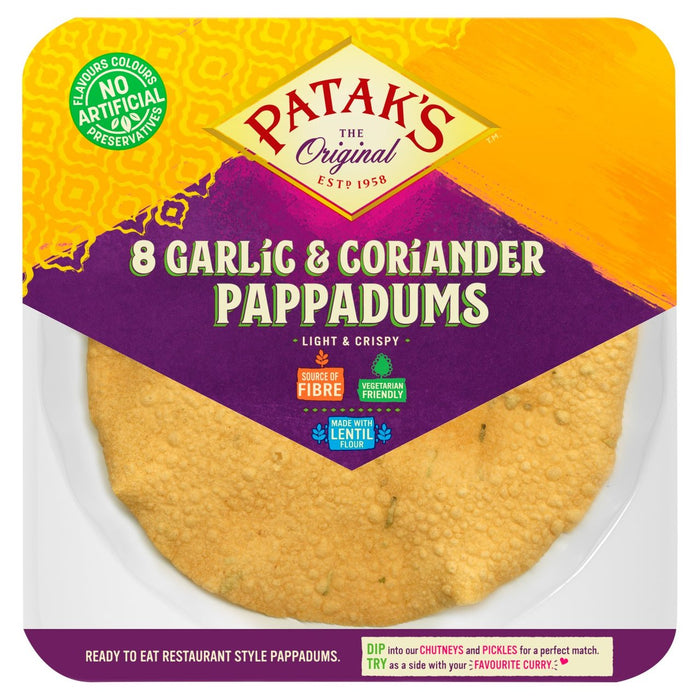Patak's Garlic & Coriander Pappadums 60g