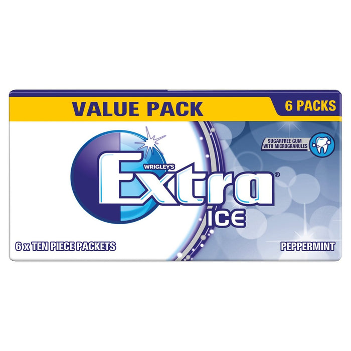 Wrigley's Extra Ice Peppermint Moleing Gum Gum Sugar Free Multipack 6 par pack