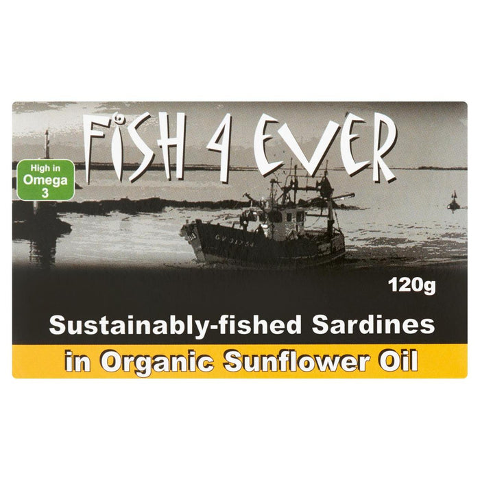Fish 4 Ever Whole Sardines in Organic Sunflower Oil 120g