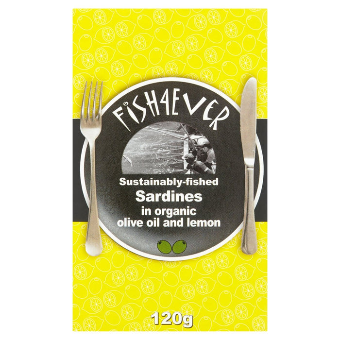 Fish 4 Ever Whole Sardines in Organic Lemon & Olive Oil 120g