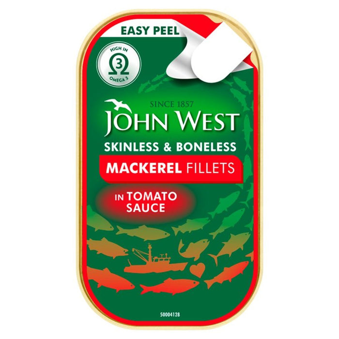عرض خاص - شرائح سمك الماكريل جون ويست بصلصة الطماطم 115 جرام