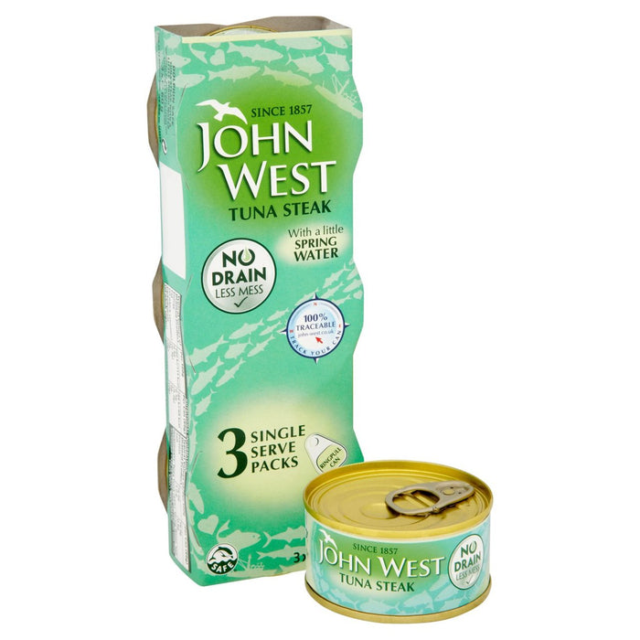 جون ويست - شريحة لحم التونة بدون استنزاف مياه الينابيع 3 × 60 جم
