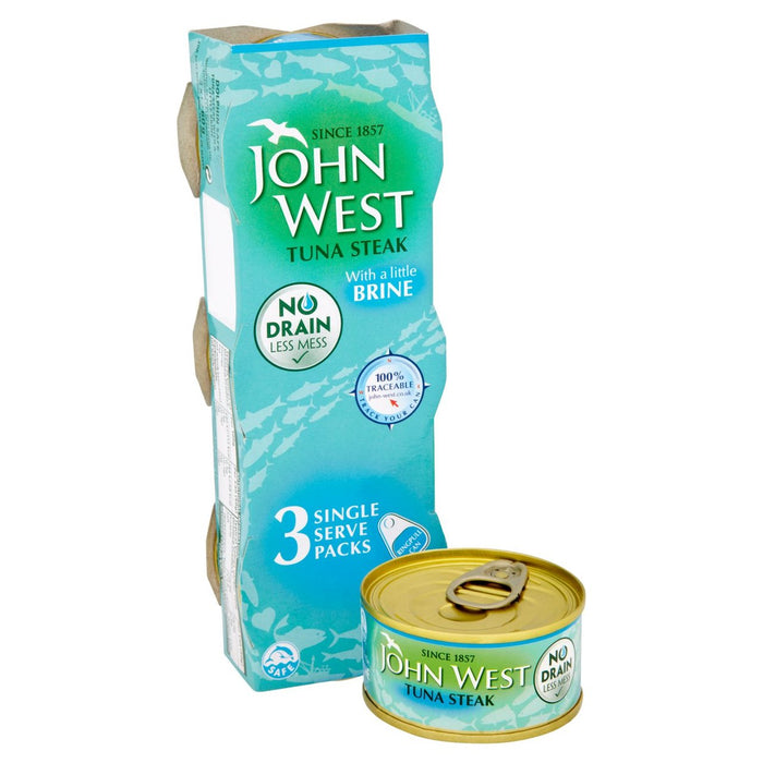 جون ويست - شرائح لحم التونة بدون مصفاة في محلول ملحي 3 × 60 جرام