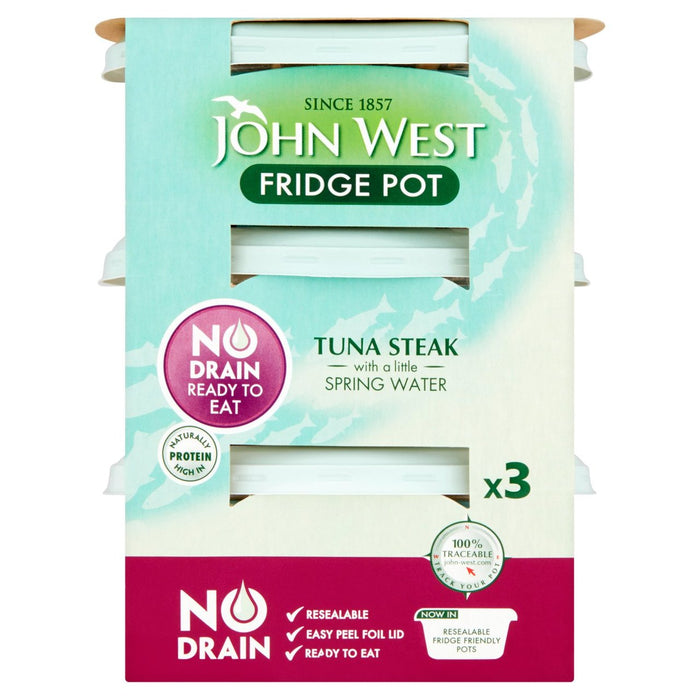 جون ويست - شرائح لحم التونة بدون استنزاف مع مياه الينابيع 3 × 110 جم