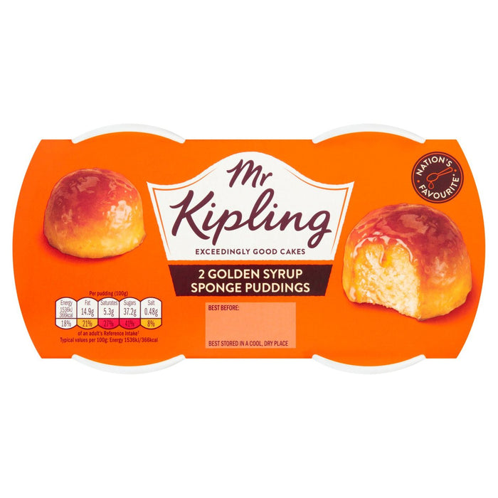 Mr Kipling Golden Sirop Sponge Puddings 2 par pack