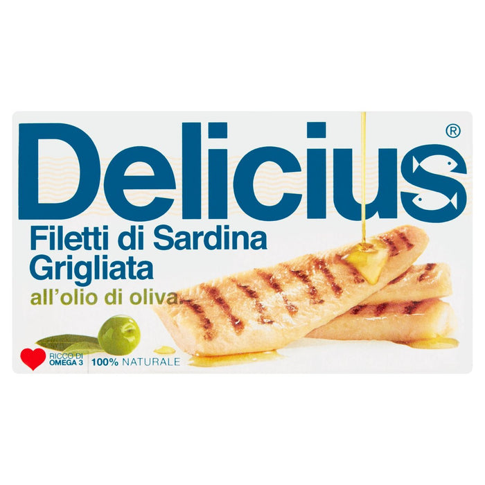 Filetes de sardina a la parrilla de Delicius en aceite de oliva 90G