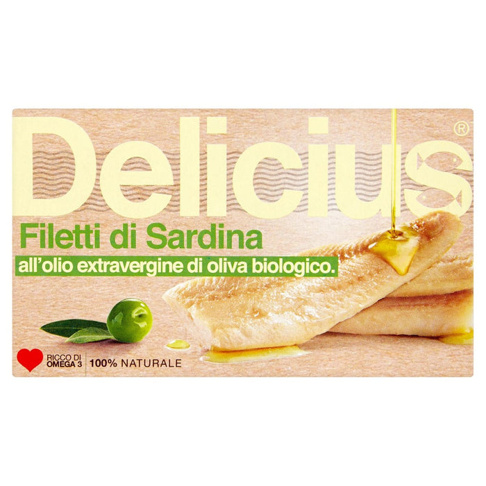 Filetes de sardina delicius en aceite de oliva virgen orgánico extra 90 g