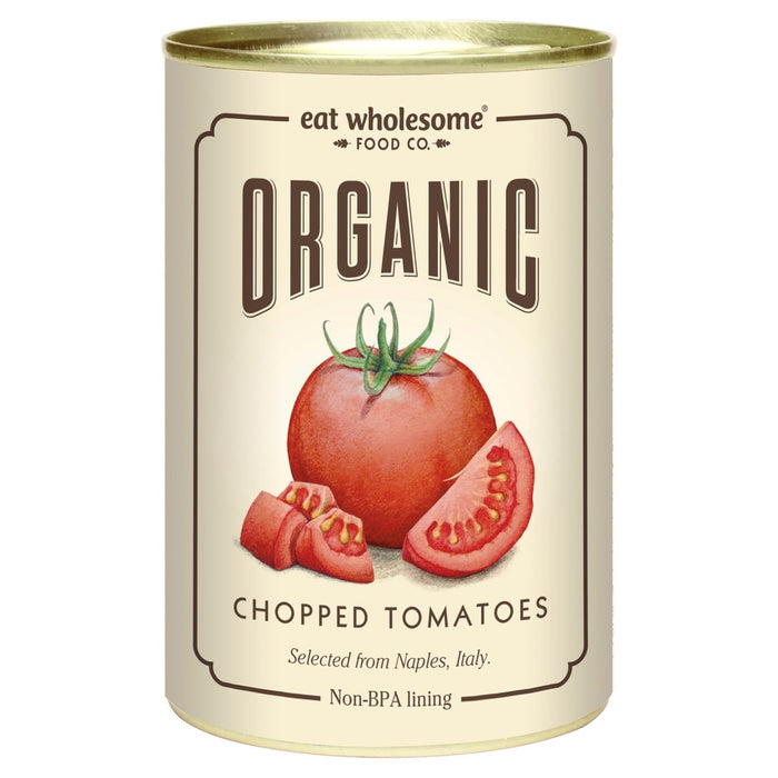 Essen Sie gesunde Bio -gehackte Tomaten 400g