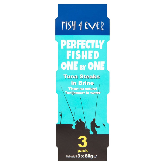 Fish 4 Ever Pole & Line Skipjack شرائح لحم التونة في محلول ملحي عبوة ثلاثية 3 × 80 جم