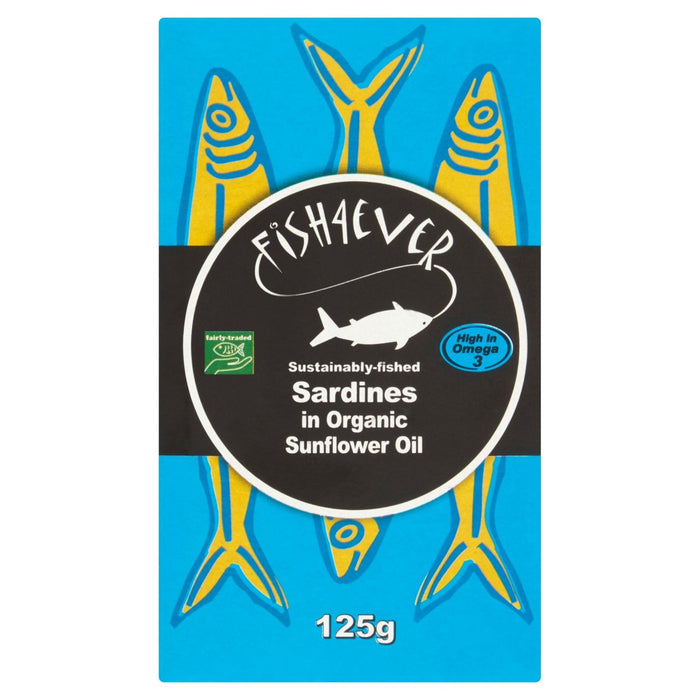 Fish 4 Ever Whole Sardines in Organic Sunflower Oil 125g
