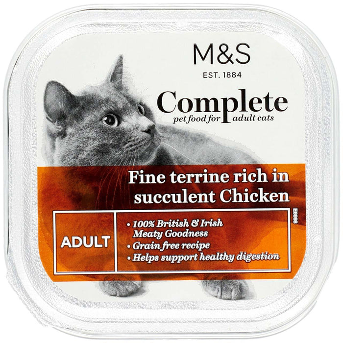 M & S Fine Chicken Terrine Erwachsene Katzenfutter 100g