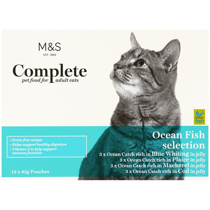 Sélection de poissons océaniques M&S Alimentation pour chats adultes 12 x 85g