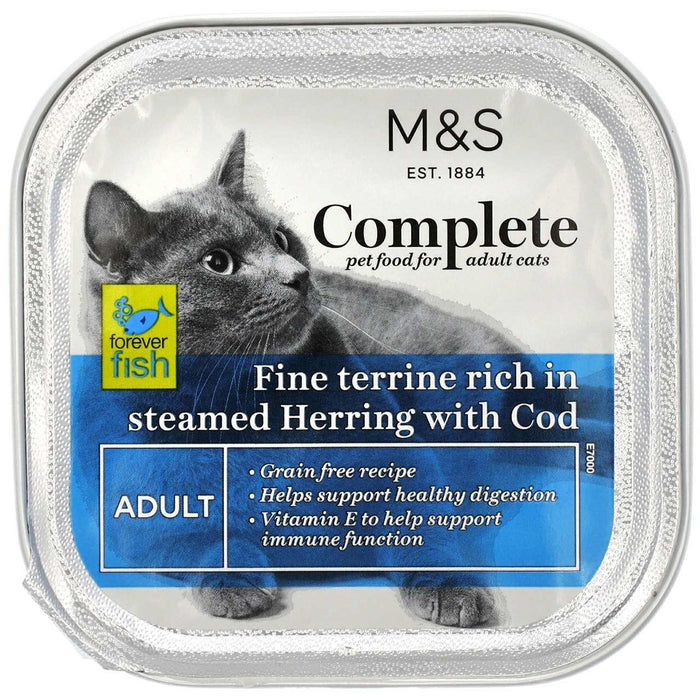 M & S gedämpfter Hering mit Kabeljau Adult Cat Food 100g