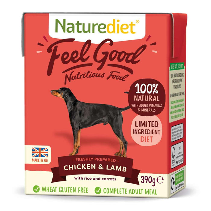 Naturediet طعام الكلاب الرطب الكامل بالدجاج ولحم الضأن 18 × 390 جم