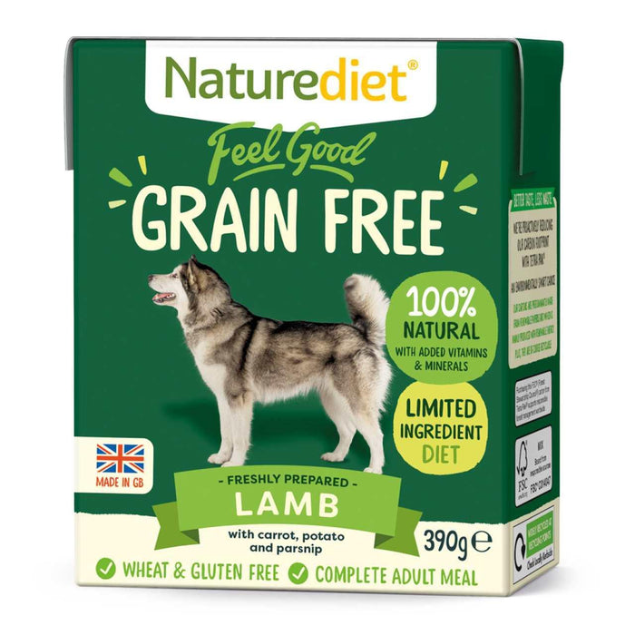 Naturediet Feel Good Grain Free Lamm komplettes nasse Hundefutter 18 x 390g