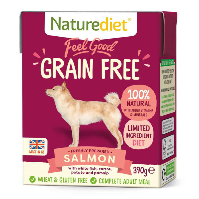 Naturediet Feel Good Grain Free Lachs Komplettes nasse Hundefutter 18 x 390g