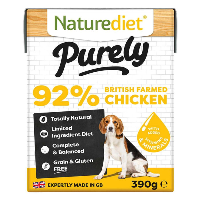 Naturediet طعام الكلاب الرطب الكامل بنسبة 92% من الدجاج 18 × 390 جم