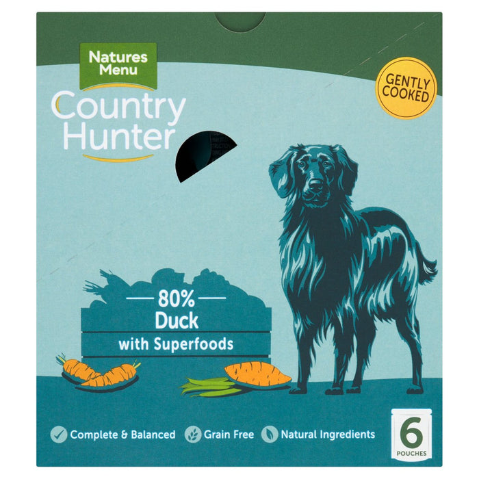 Natures Menu Country Hunter Duck Wet Dog أكياس طعام 6 × 150 جم