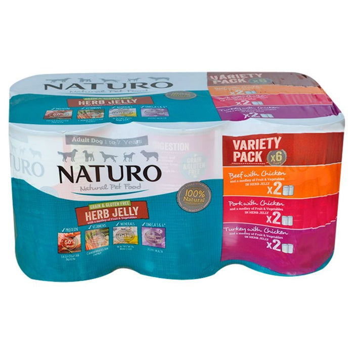 Naturo Adult Dog Grain & Gluten Free Variety Cans in Jelly 6 x 390g