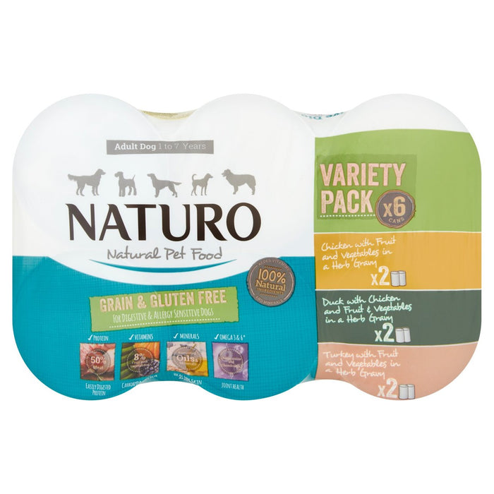 Naturo Adult Grain & Gluten Free Poultry Variety Dog Food 6 x 390g