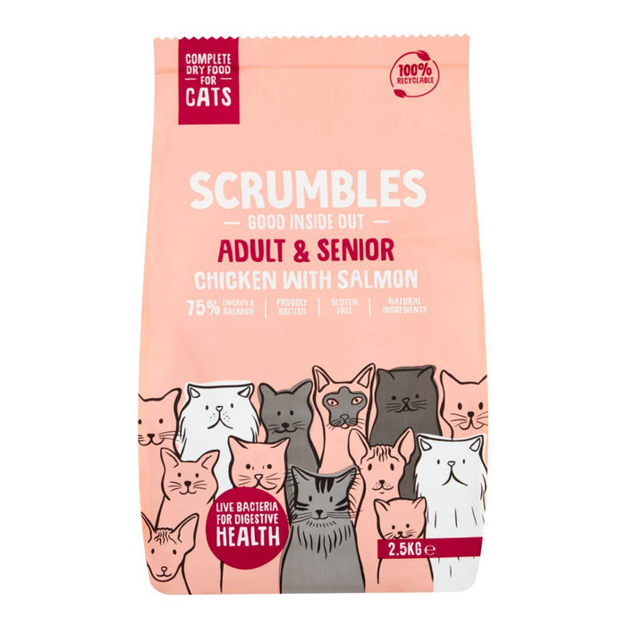 Scrumbles Adults and Seniors Salmon Dry Cat Food 2.5kg