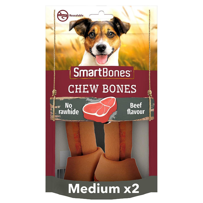Smartbones 2 Medium Beefhide Rawhide Free Bone Dog Treats 158G