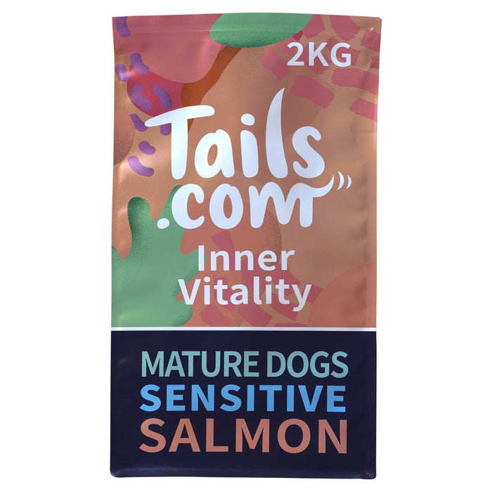 Tails.com حيوية داخلية حساسة خالية من الحبوب للكلاب الناضجة طعام جاف سمك السلمون 2 كجم