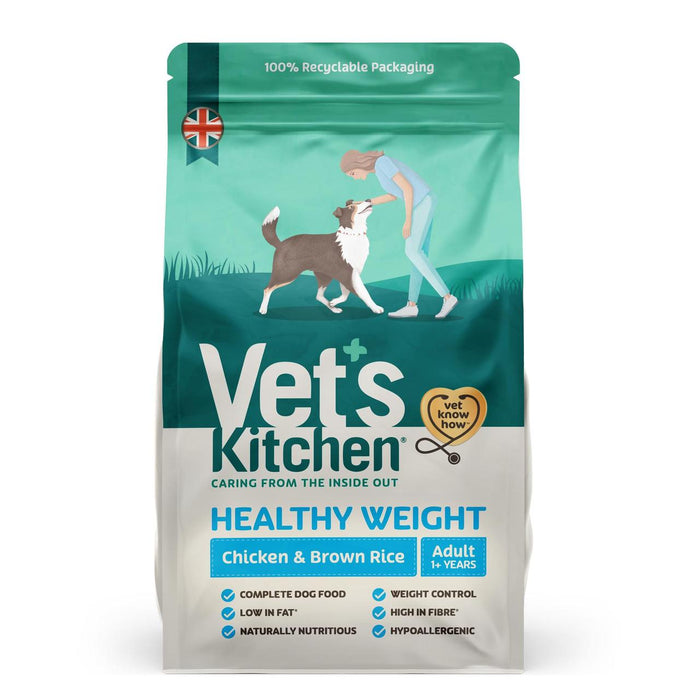 Vet's Kitchen طعام جاف للكلاب البالغة ذو وزن صحي بالدجاج والأرز البني 7.5 كجم