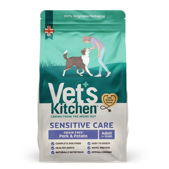 Vet's Kitchen Sentitive Soins grain GRATUIT ADULTS DRICH DOG ALIRGE PORT ET PORMATE 1KG