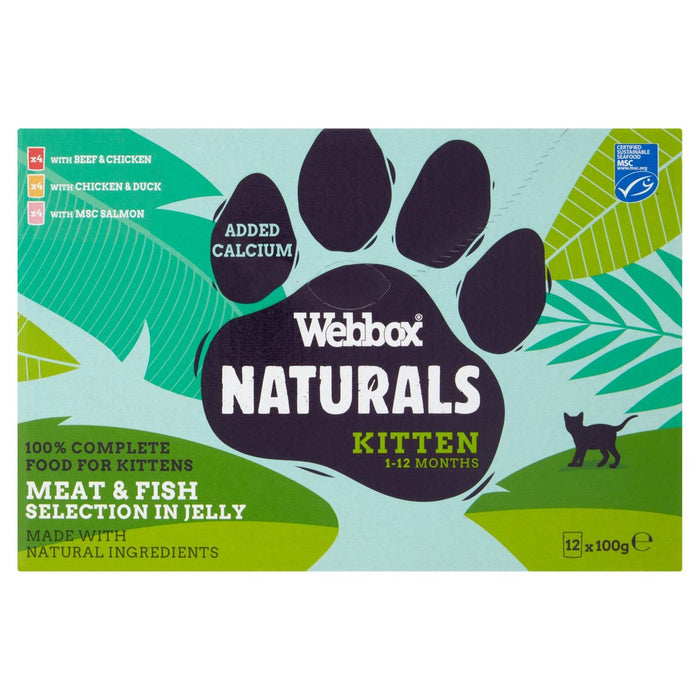 Webbox naturals chaton Sélection de pochettes de nourriture mouillée mélangées en gelée 12 x 100g