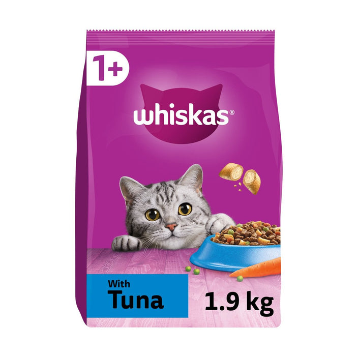 ويسكاس 1+ طعام جاف للقطط البالغة مع التونة، 1.9 كجم