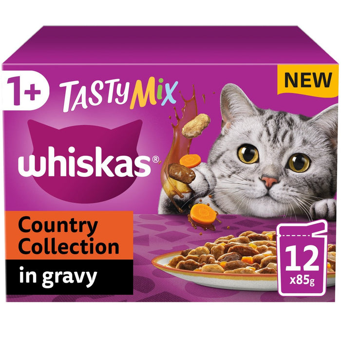 Whiskas 1+ Cat Pouches Tasty Mix Selection con verduras en salsa 12 x 85g