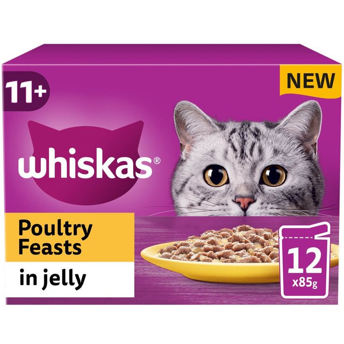 ويسكاس 11+ طعام رطب للقطط بالجيلي 12 × 85 جم