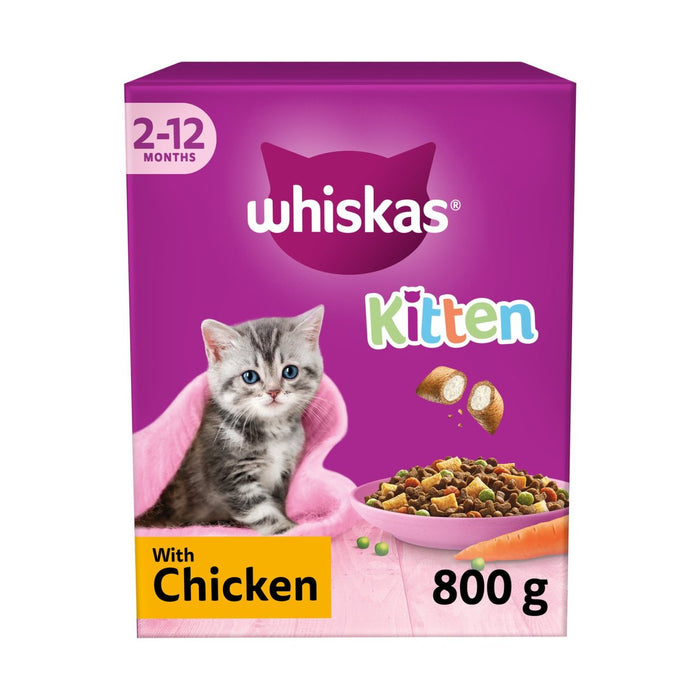 Whiskas 2-12mths chat complet sec avec poulet 800g