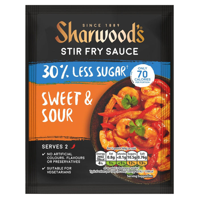Sharwood's dulce y agrio 30% menos azúcar salteado Sachete 120G