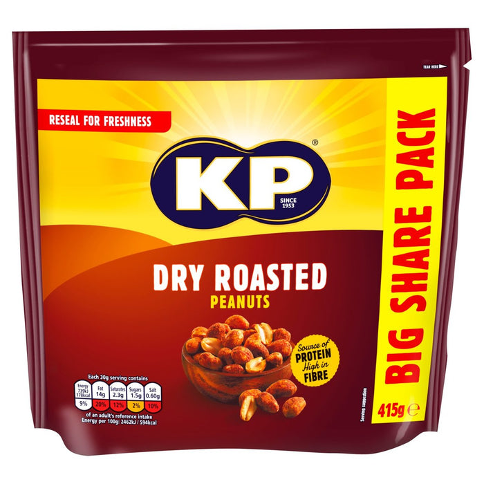 KP -Nüsse trocken geröstete Erdnüsse teilen Tasche 415g