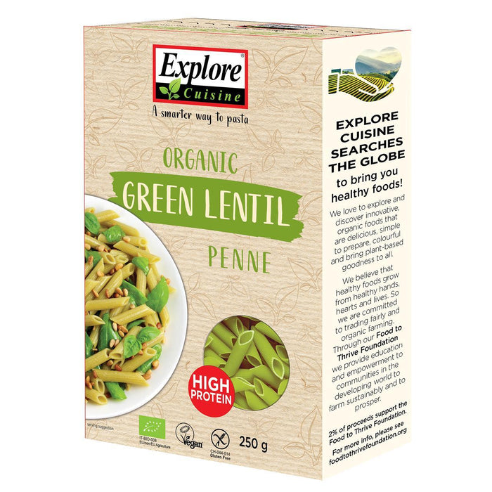 Explore la cocina de lenteja verde orgánica Penne 250G
