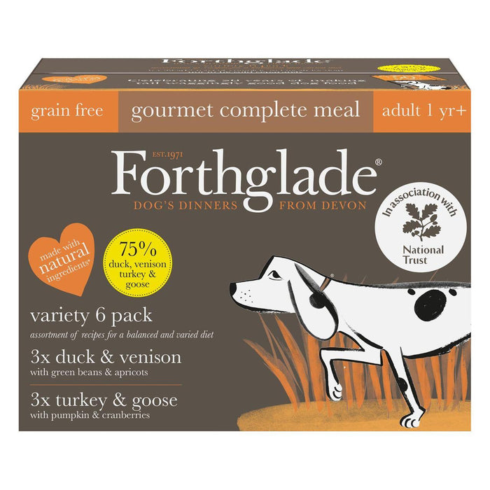Forthglade Gourmet Turkey & Goose with Duck & Venison Wet Dog Food 6 x 395g